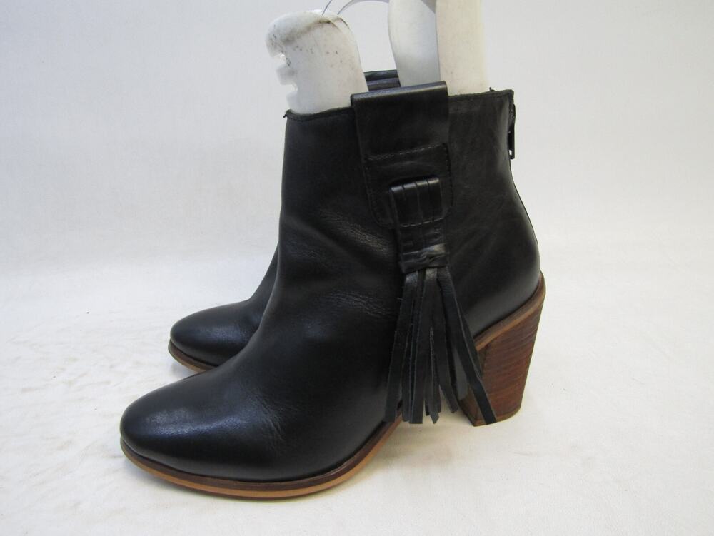 Seychelles Womens Size 6.5 M Black Leather Fringe Ankle Fashion Boots Bootie
